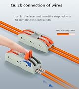 Dongge SPL-2 Lever Wire Connectors 6PCS 2 Circuit Inline Splices 28-12 AWG 250V view 2