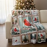 Cardinal Blanket, Cardinal Throw Blanket for Couch, Christmas Fleece Blankets, Soft Cozy Plush Fleece Holiday Decor, Cute Xmas Decorations and Gifts for Women, Girls, Family, 50x60 Inches