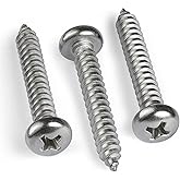 BNUOK #6 x 1 Inch Pan Head Wood Screws, Phillips Drive, Stainless Steel 304 (18-8), Self Tapping for Wood, Sheet Metal Screws