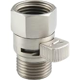 APLusee Shower Head Flow Restrictor for Bathroom Shower, Brushed Nickel | Solid brass, G 1/2 Male and Female Thread, Adjustable Shower Head Shut Off Valve for Control Water Flow