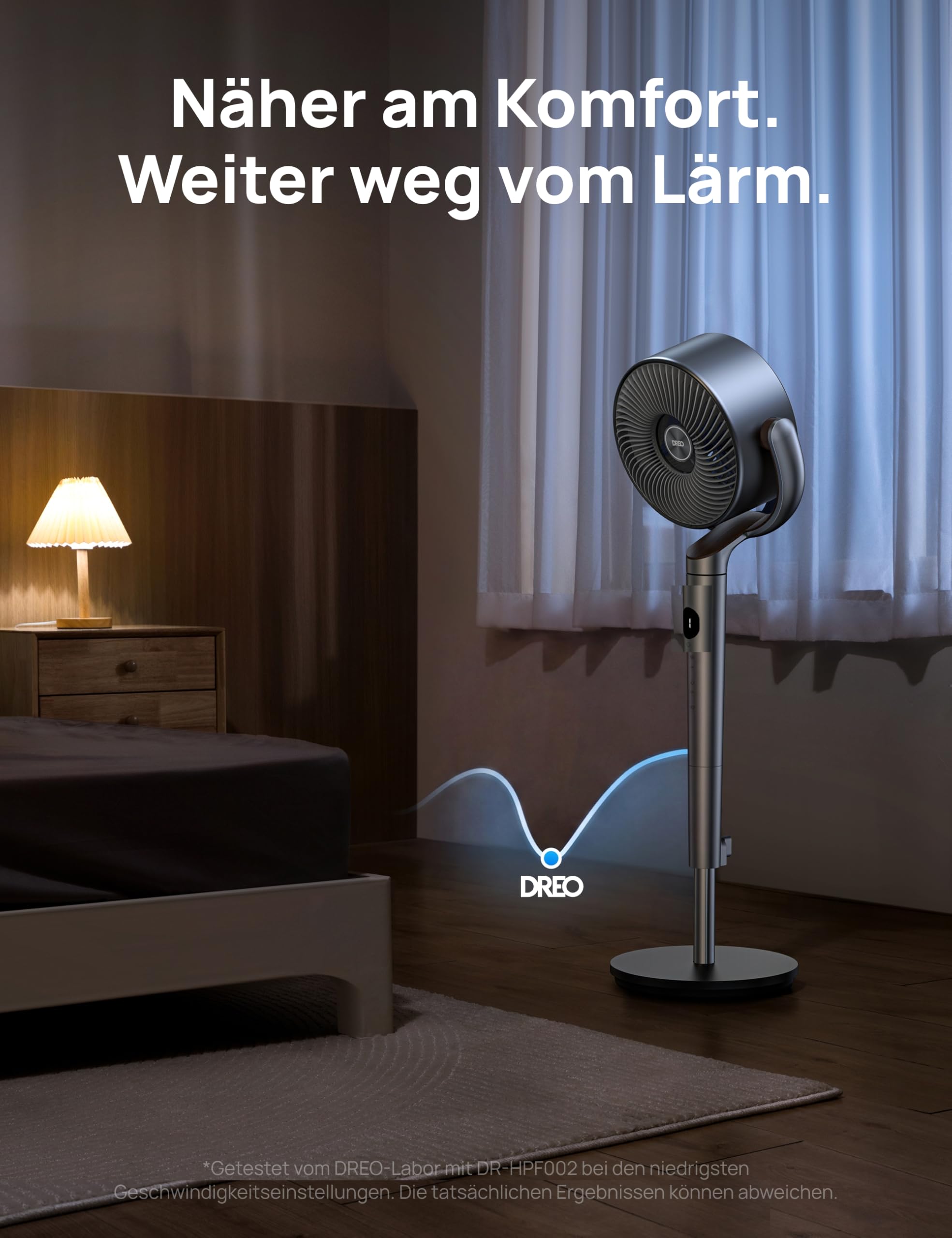 DREO 23 dB leiser Standventilator, 120°+120° Omni-direktionale oszillierende Ventilator, 27 m Windentfernung, 1615 m³/h Luftvolumen Echt Turbo-Luftzirkulator Fans, 102CM Höhe 3 Modi 8-Geschwindigkeit 7