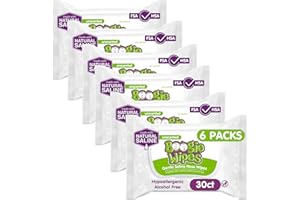 Baby Wipes Unscented by Boogie Wipes, Wet Wipes for Face, Hand, Body & Nose, Made with Vitamin E, Aloe, Chamomile and Natural Saline, 30 Count, Pack of 6