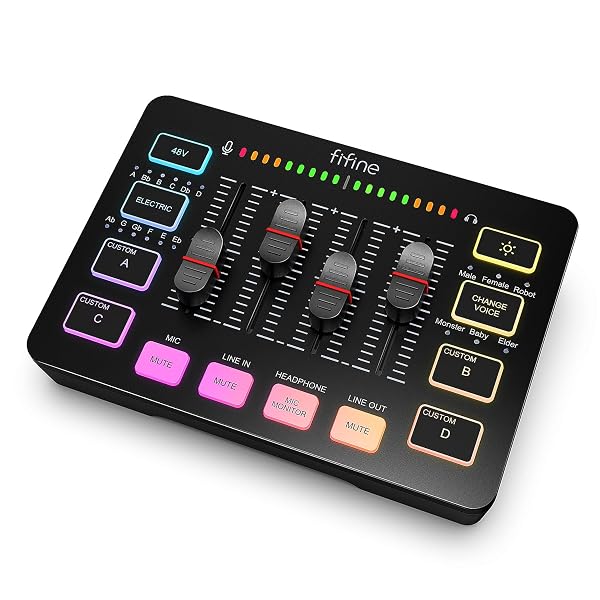 FIFINE GAMING AUDIO MIXER, STREAMING RGB PC MIXER...