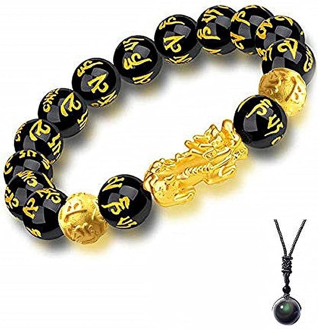Feng Shui Black Obsidian Wealth Bracelet，Vietnamese Sagin Pixiu