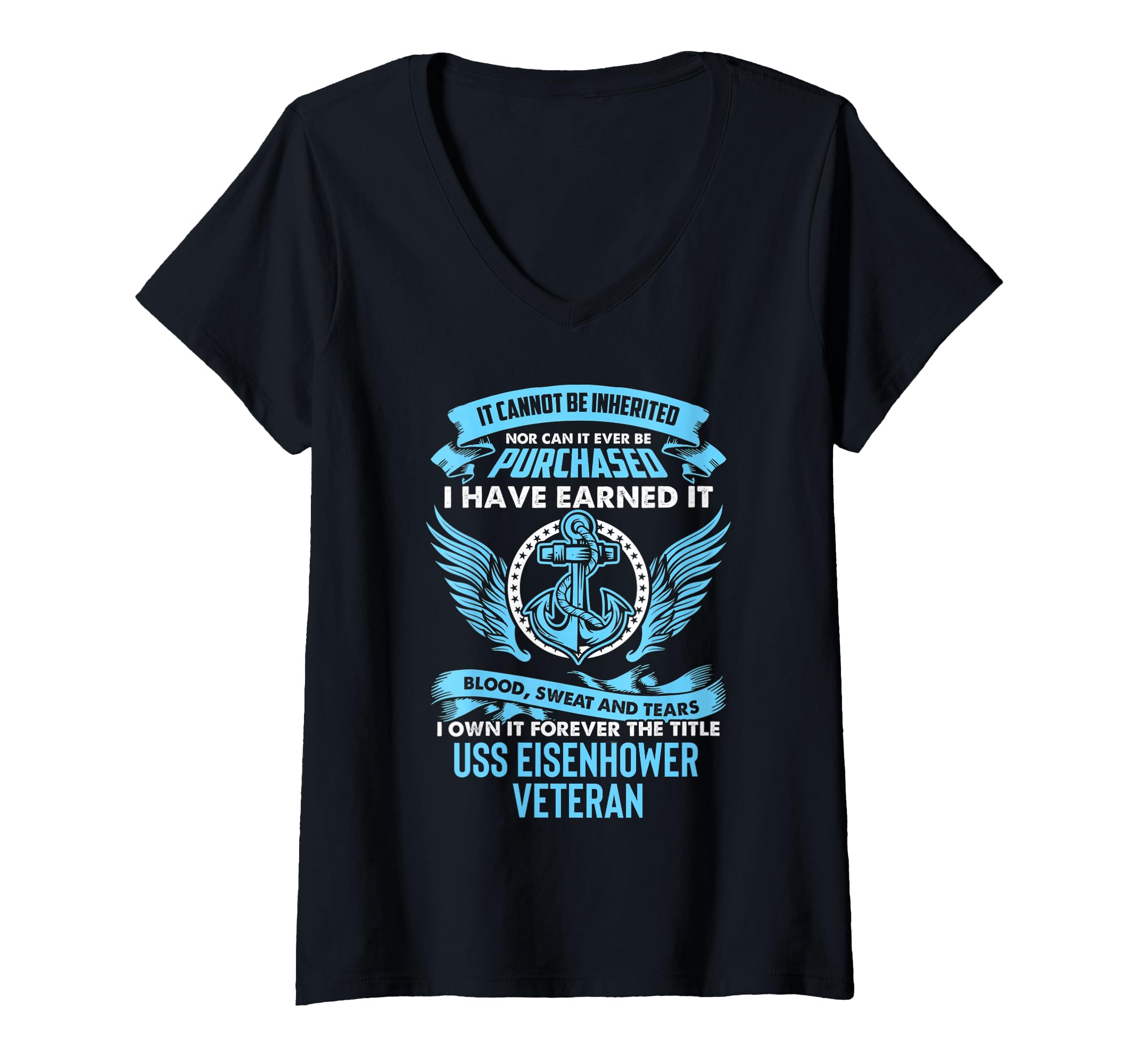 Womens USS Eisenhower CVN-69 Aircraft Carrier V-Neck T-Shirt