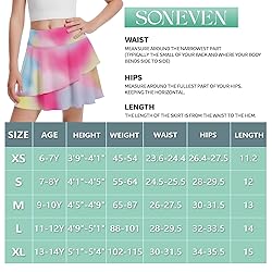 Soneven Girl's Skorts Tennis Skirts with Shorts