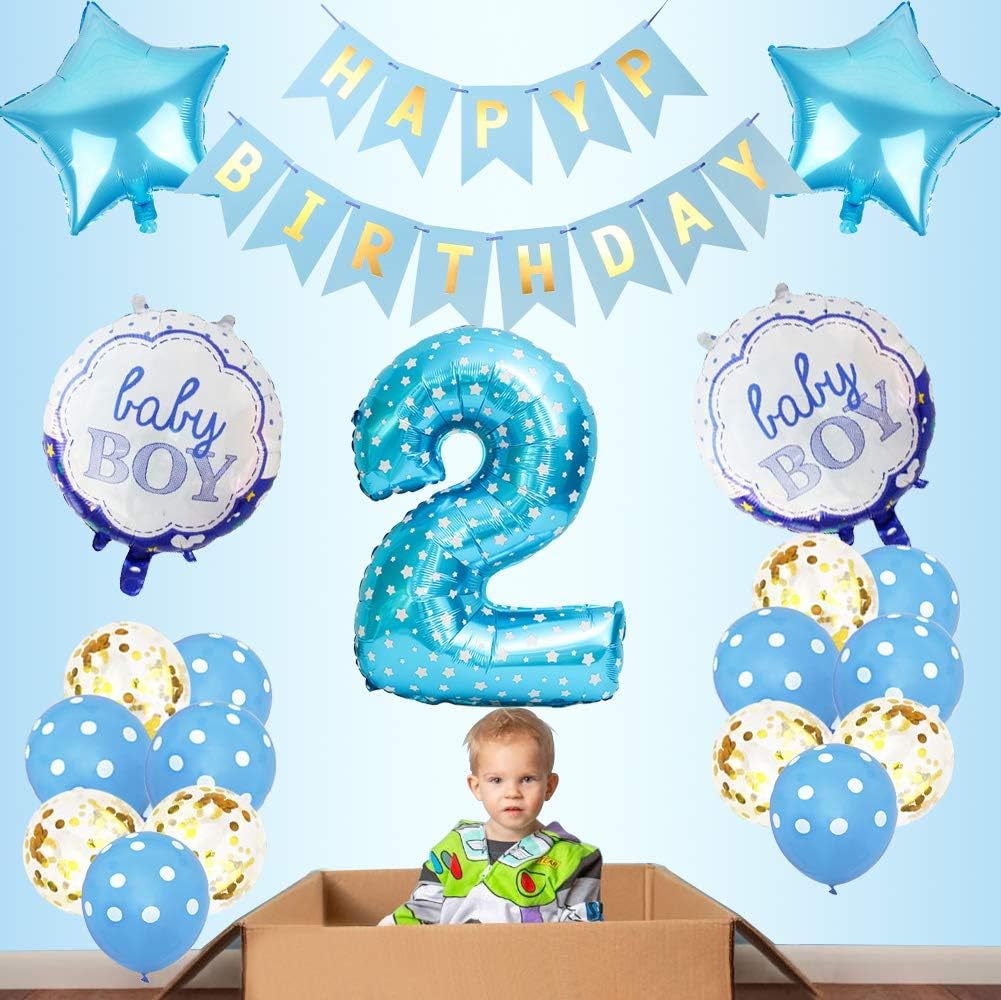 2nd Birthday Decorations for Boys, Baby Boy 2nd Birthday Party Supplies