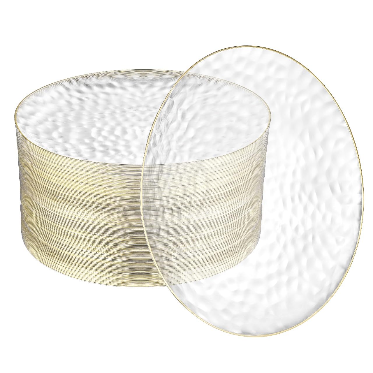 thumbnail image 2 of R-kay 100-Pack Clear Plastic Plates - 6.25 Inch Gold Rimmed Disposable Dessert Plates For Parties 2 of 11