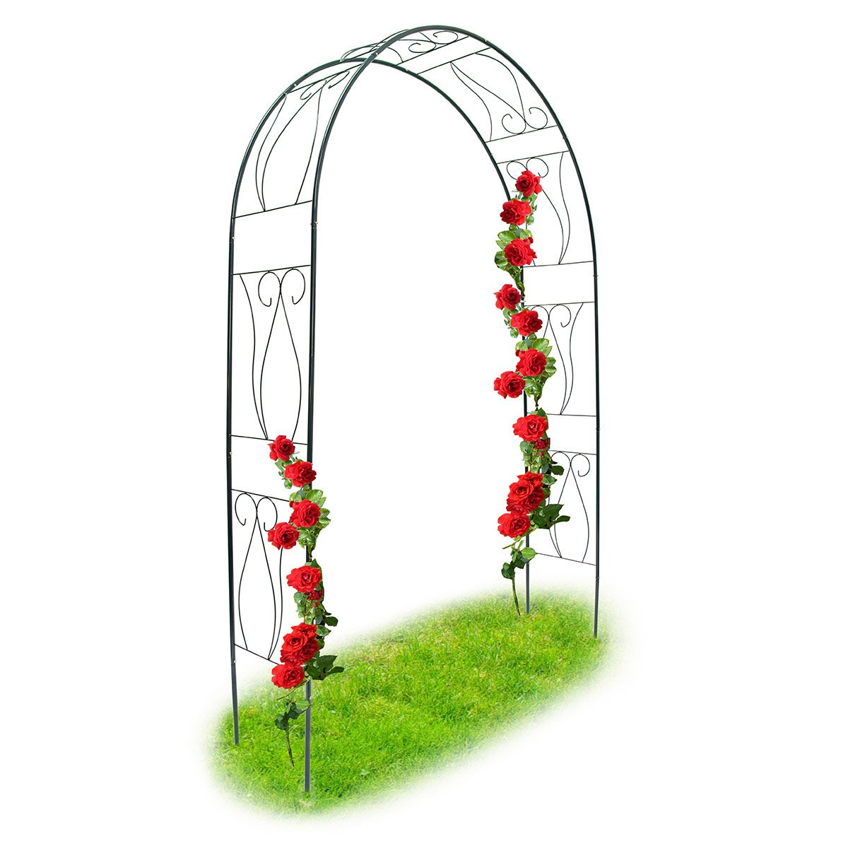 Relaxdays Trellis Archway, Powder-Coated Steel Support Arch for Climbing Plants, 2.3 m Tall, Dark Green