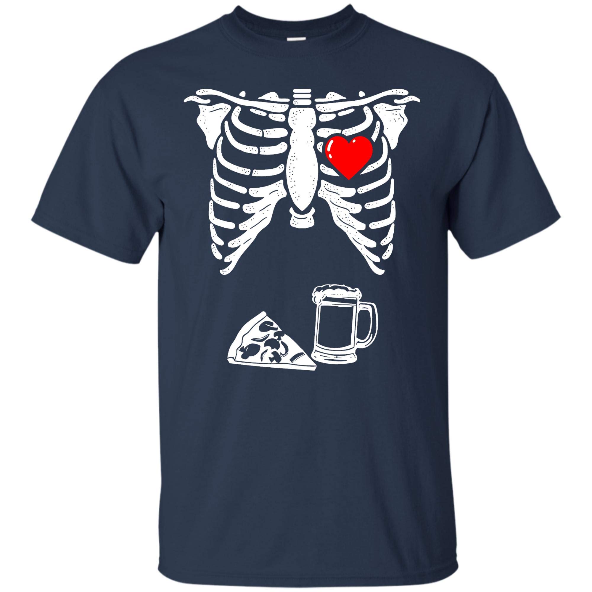 Uniwyn Skeleton Pregnancy Pizza Beer X Ray Halloween Shirt