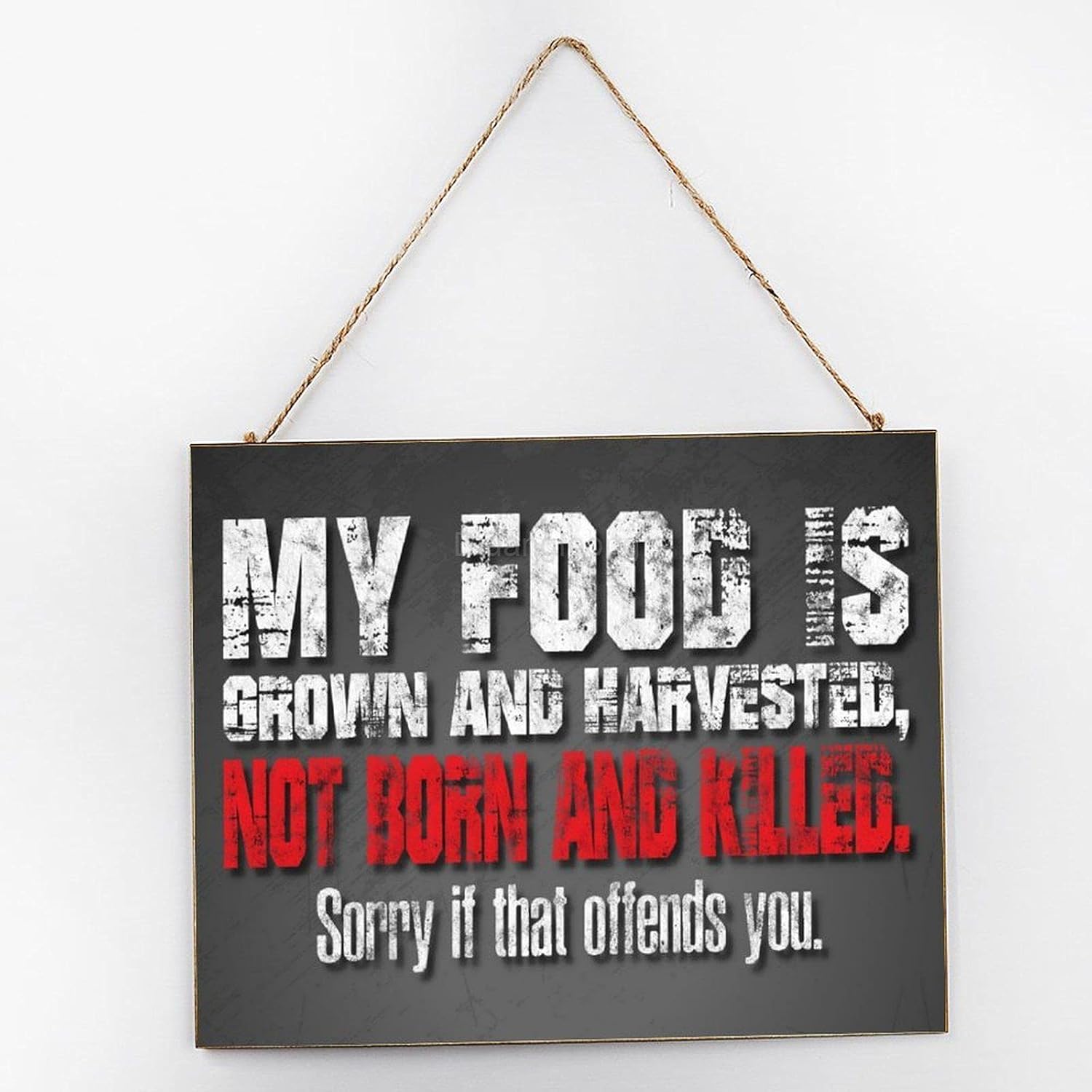 Diuangfoong My Food is Grown Vegan Inspirational Wall Art, Rustic Wooden Signs, Wooden Signs for Home Decor Kitchen Living Room Bathroom, Wood Hanger Frame 10x12x0.2 Inch