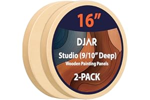 DJAR 2-Pack Round Wood Canvas Panels, 0.9'' Deep – Unfinished Wood for Art, Pouring, Oil Painting & Crafts