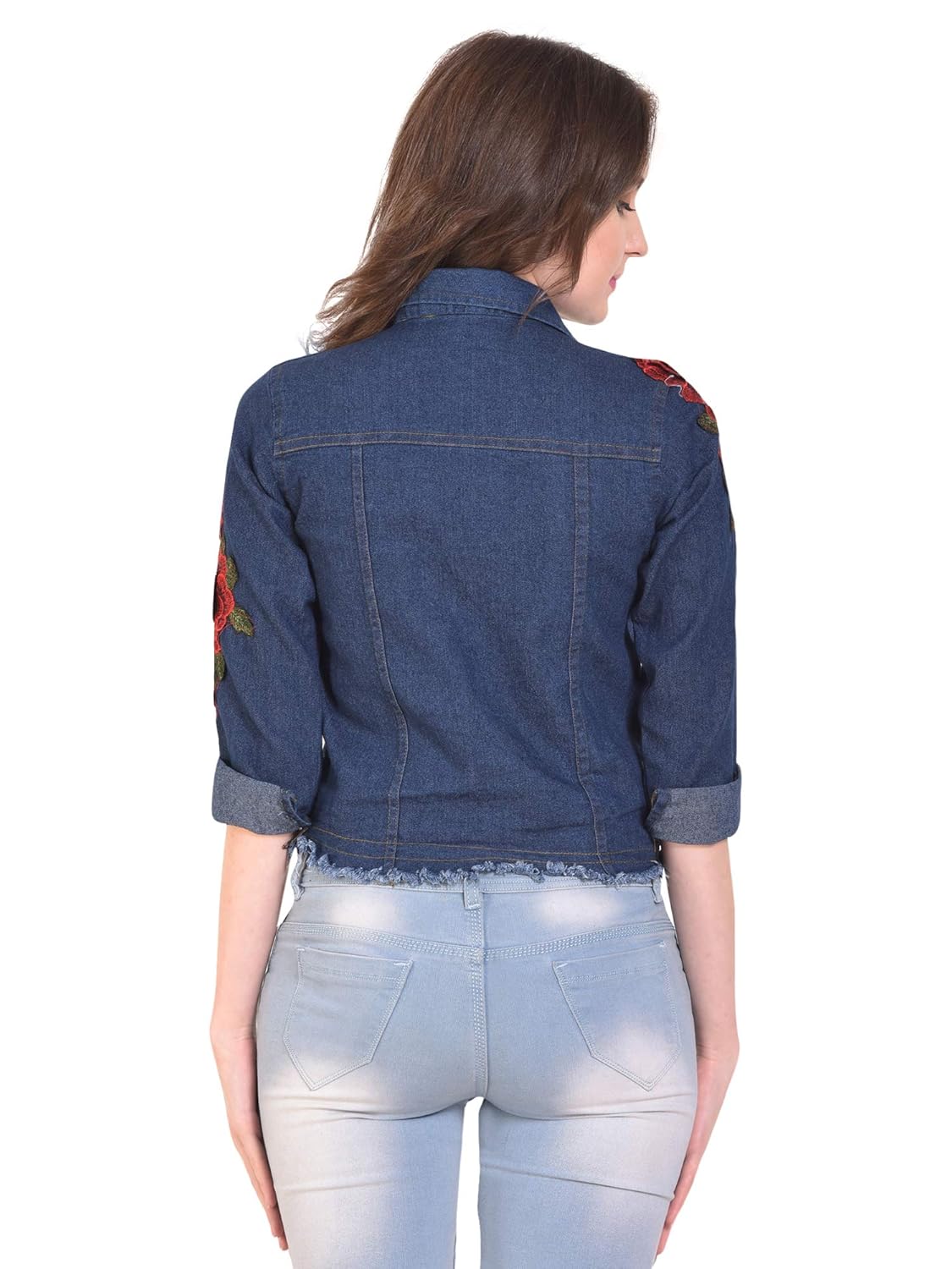 dimpy garments buynewtrend stone wash denim blue jacket for women