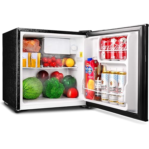 Mini Fridge, TACKLIFE Small fridge 1.6 Cu.Ft 37dB, Energy Star, 5 Temperature Settings, Reversible Door, Compact Refrigerator with Freezer for Bedroom, Dorm, RV, Outdoor
