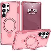 PeakFuel Designed for Samsung Galaxy S25 Ultra Case 6.9'' with Magnetic Ring Stand [Military Drop Protection][Compatible with MagSafe] Shockproof S25 Ultra Phone Case for Men Wowen,Pink