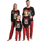 LYSTAO Christmas Family Pajamas Sets, Christmas Family Matching Pijamas Loungewear Tree Elf Santa Pjs Holiday Jammies Set