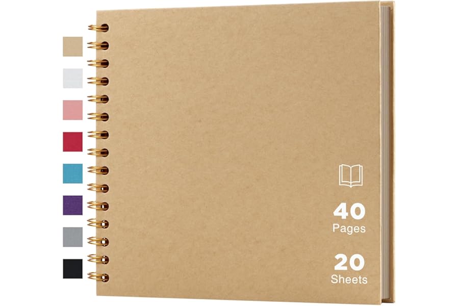 potricher 8 x 8 Inch DIY Scrapbook Album 40 Pages Hardcover Kraft Paper Scrap Book Photo Albums Memory Book for Wedding and Anniversary Family (Yellow, 8 Inch)