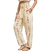 QIANXIZHAN Women's Harem Pants, Hippie Boho Pants High Waist Flowy Yoga Pants with Pockets
