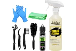 Airmates Bike Chain Cleaning Kit: Including Bicycle Chain Cleaner Degreaser, Cycling Chain Lube, Cleaner Brush Tool and Gloves Suitable for MTB Ebike Road Bike and Trail Bikes