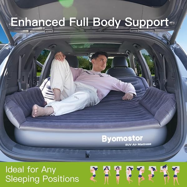 SUV AIR MATTRESS WITH WIRELESS REMOVABLE 3-IN-1 BUILT-IN PUMP & MATTRESS ‘WINGS’ | 7-INCH HEIGHT CAR MATTRESS FOR MID/LARGE SUVS, TRUCKS, MINIVANS, SUPPORTS 660LBS – IDEAL FOR ROAD TRIPS & CAMPING