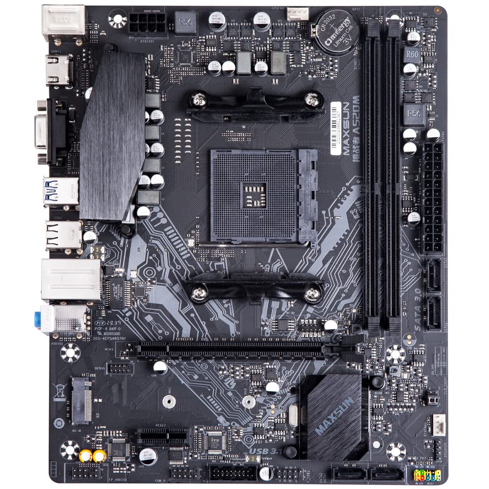 MAXSUN A520 M-ATX Motherboard AMD AM4 Zen 3, DDR4, PCIe3.0 x16, SATA 6Gb/s, M.2, USB 3.1, HDMI/VGA for All Ryzen 1000-4000 Series APU/CPU and Ryzen 5000 Series CPU (5000 APU need Bios Flash)