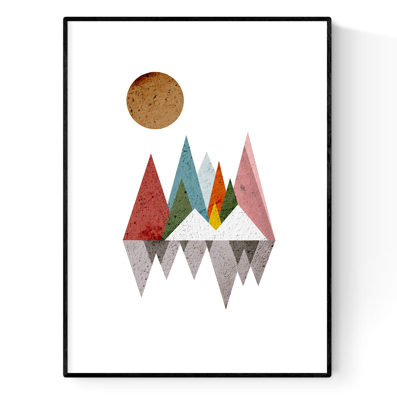 Nacnic 'Reflection Of Mountains' Geometric Style Poster. Nordic Wall Decoration with Nature motifs. Beautifully designed posters for your home, shop, office... Size A3. โ image 1
