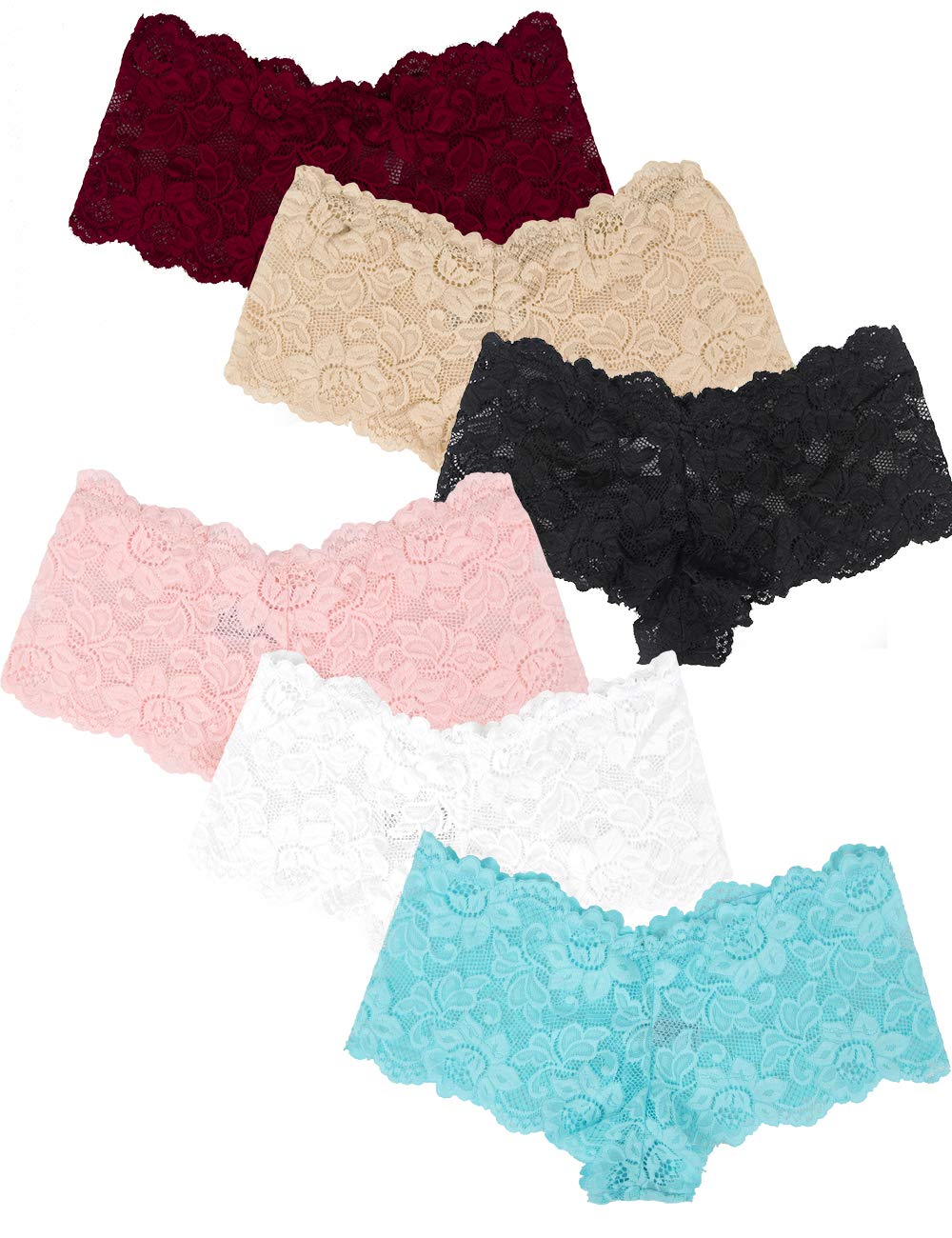 ohyeah Women Stretch Lace Bikini Panty with Low Cut and Scalloped Edges Cheeky Panties