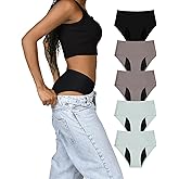 TIICHOO Period Underwear Heavy Flow High Waisted Period Bikini Panties Leakproof Underwear Briefs Pack of 5