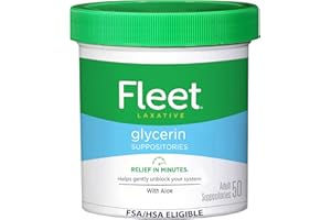 Fleet Laxative Glycerin Suppositories for Adult Constipation, Adult Laxative Jar Aloe vera, 50 Count