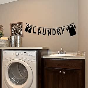 Letras de lavandería, 25,4 x 94 cm, vinilo adhesivo decorativo para