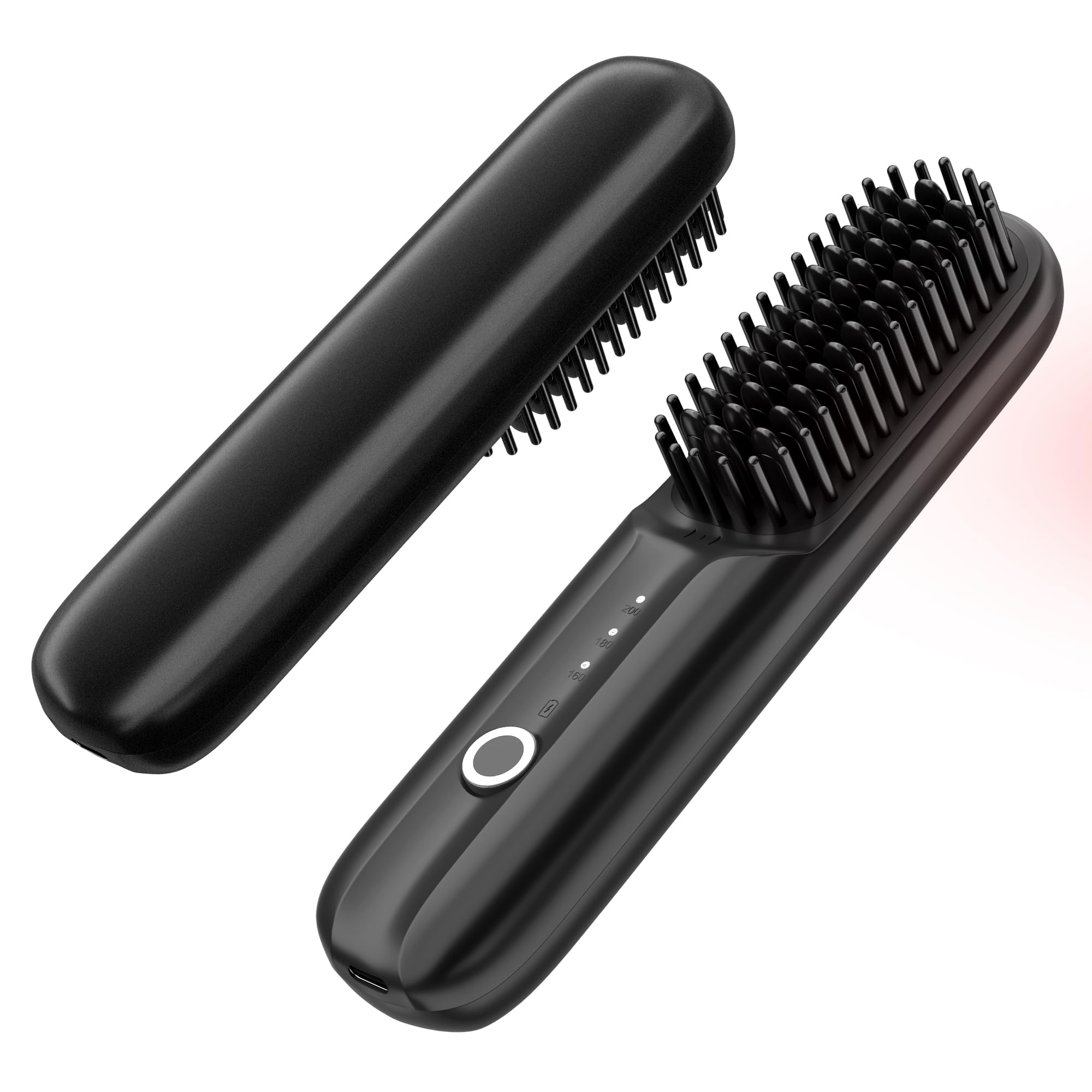 Mini Heat Comb Cordless Hair Straightener Brush, Mini Negative Ion Hot Comb for Travel ...