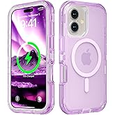 Follaroma for iPhone 16 Plus Case, Compatible with MagSafe, Heavy Duty Shockproof Protection Phone Cases, Anti-Drop, Dual Layer Transparent Magnetic Phone Case for iPhone 16 Plus, 6.7'', Purple