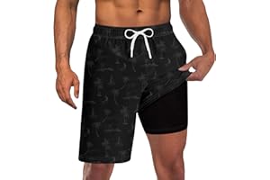 Goodstoworld Mens Swim Trunks with Compression Liner 9'' Inseam Quick Dry Swimsuit Shorts M-3XL