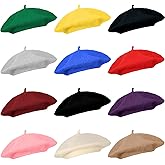 BBTO 12 Pieces Beret Hats for Women French Baggy Hat Christmas Solid Color Casual Classic Sweet Artist Cap for Women