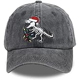 KKMKSHHG Christmas Santa Hat for Men and Women, Vintage Funny Christmas Dinosaur Distressed Adjustable Embroidered Baseball Cap (Christmas Dinosaur)