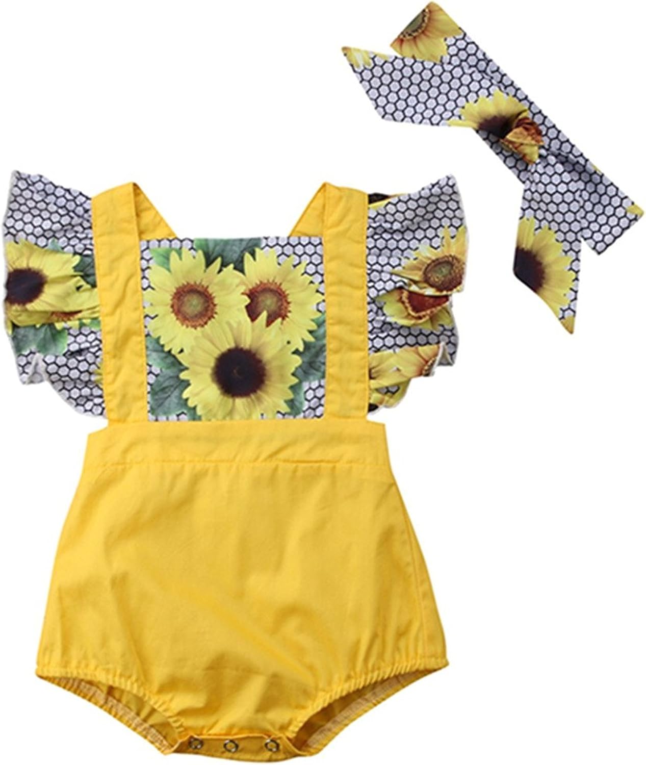 sunflower romper baby girl