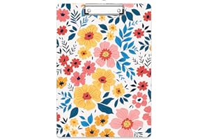 Rimilak Wood Clipboard, 8.5x11 Paper Letter Size, Cute Custom Pattern, Fun Design Hardcard Board for Classroom, Teachers, Kid, Woman, Back to School, Home & Office Supply, Colorful Flower