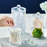 Yowlens 4 Pcs Clear Acrylic Cotton Pad Swab Jar Organizer with Lids view 6