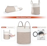 Univivi 40L Laundry Basket Foldable Khaki White Rope Toy Storage Basket view 5