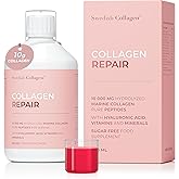 Swedish Collagen Repair | 10,000 mg Hydrolyzed Marine Collagen Liquid Supplement - 500 ml, 20 Day Supply I Hyaluronic Acid, Biotin & Vitamin C for Healthy Hair, Skin, Nails & Joints | Sugar-Free