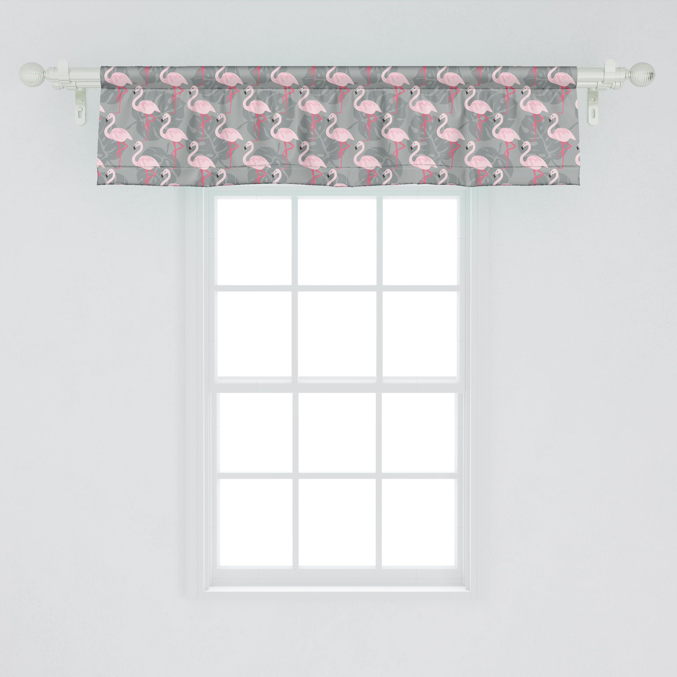 Ambesonne Flamingo Window Valance, Faded Island
