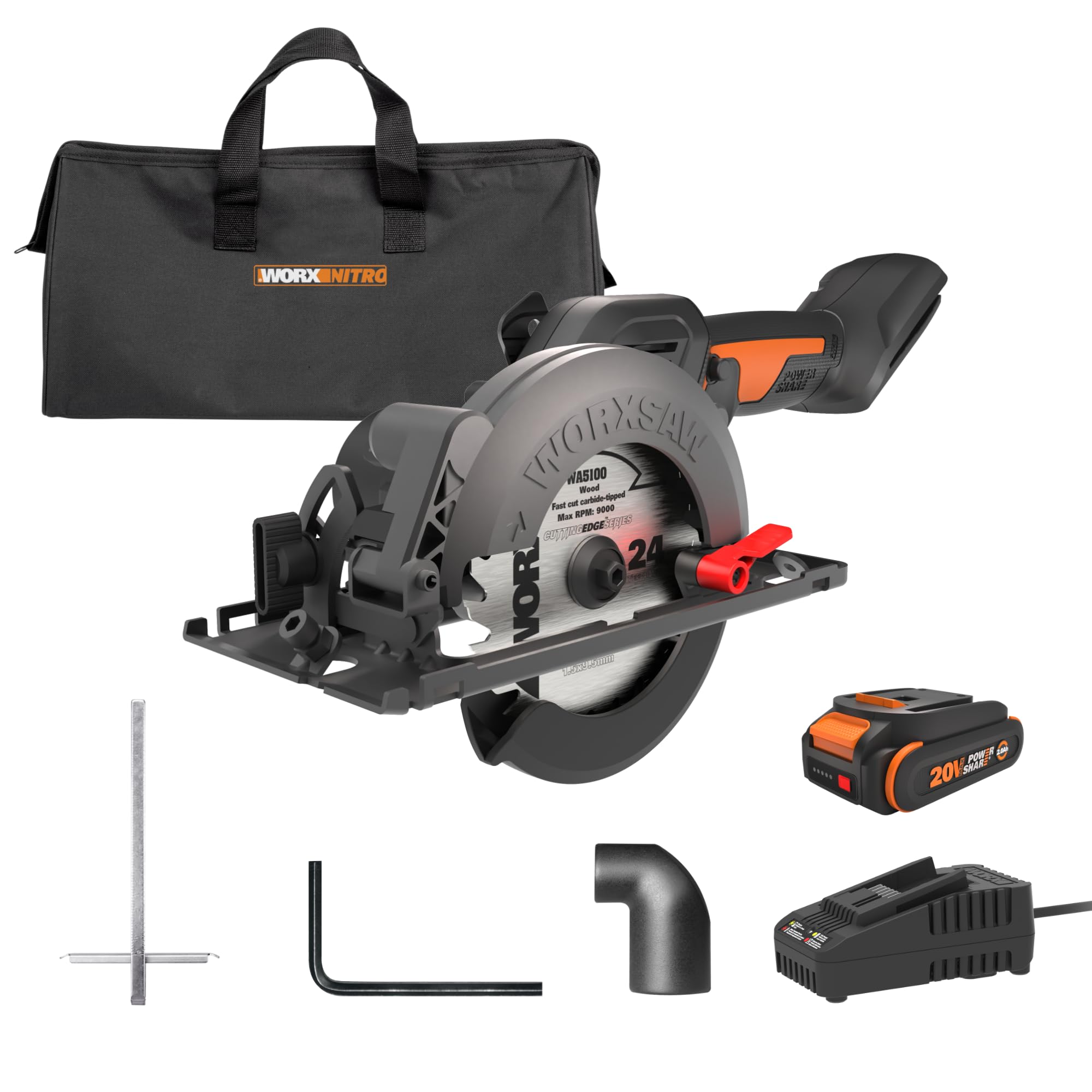Worx WX531L 20V WORXSAW Sierra circular compacta inalámbrica de 4,5