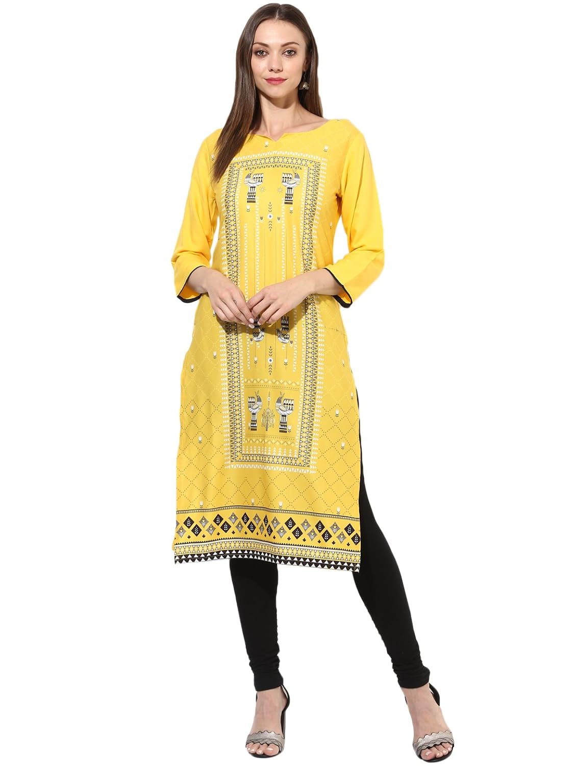 vaamsi crepe digital printed kurti(vpk1441_yellow_free size)