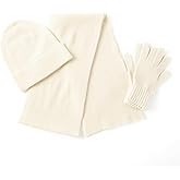 Unisex 3Pcs Cashmere Wool Scarf Hat Gloves Set, Soft Ribbed Cuffed Beanie Glove Scarves Set for Men and Women with Gift Box