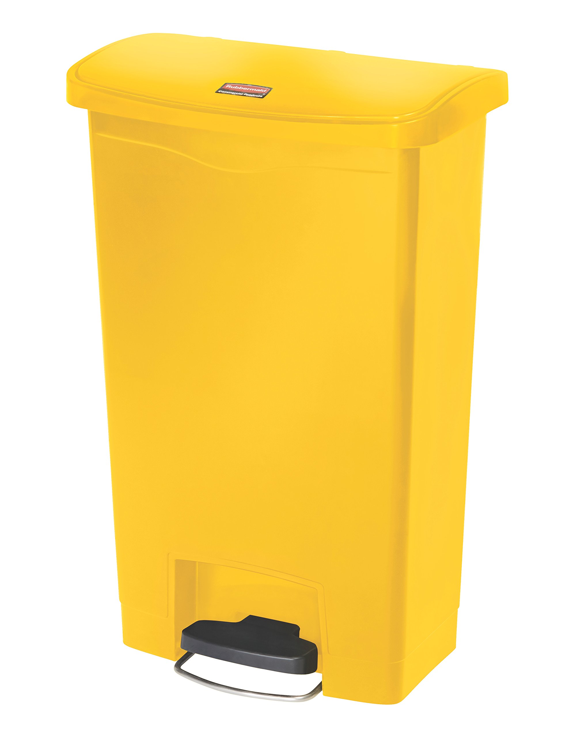 Rubbermaid Commercial Products Slim Jim Step-on Resin Front Step Waste Receptacle Bin 50 Litre Yellow 1883575