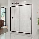 DreamLine Infinity-Z 56-60 in. W x 72 in. H Semi-Frameless Sliding Shower Door, Clear Glass in Oil Rubbed Bronze, SHDR-096072