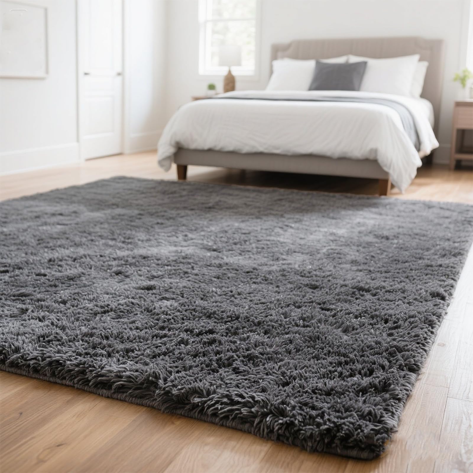 Photo 1 of ***FACTORY SEALED***Grey Fluffy 8x10 Area Rug for Living Room, Plush Shag Rugs for Bedroom, Large Soft Furry Carpets for Kids Room, Modern Indoor Nursery Carpet for Classroom Dorm Cozy Comfy Home Decor