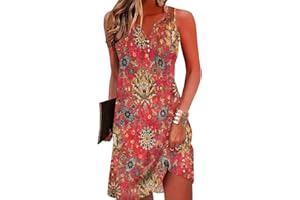 lcepcy Boho Dresses for Women 2024 Summer Ethnic Printed Dress Loose Tunic Dress Beach Vacation Knee Length Dress
