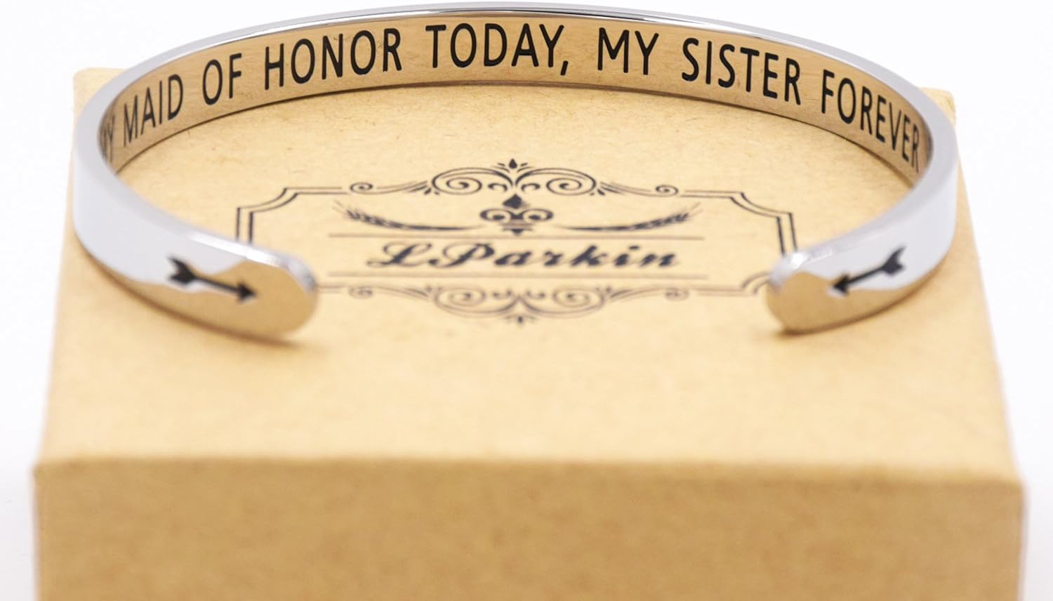 My Maid Of Honour Today My Sister Forever Bracelet Maid of Honour Sister Bracelet (Cuff-01), 6 inch - Image 5