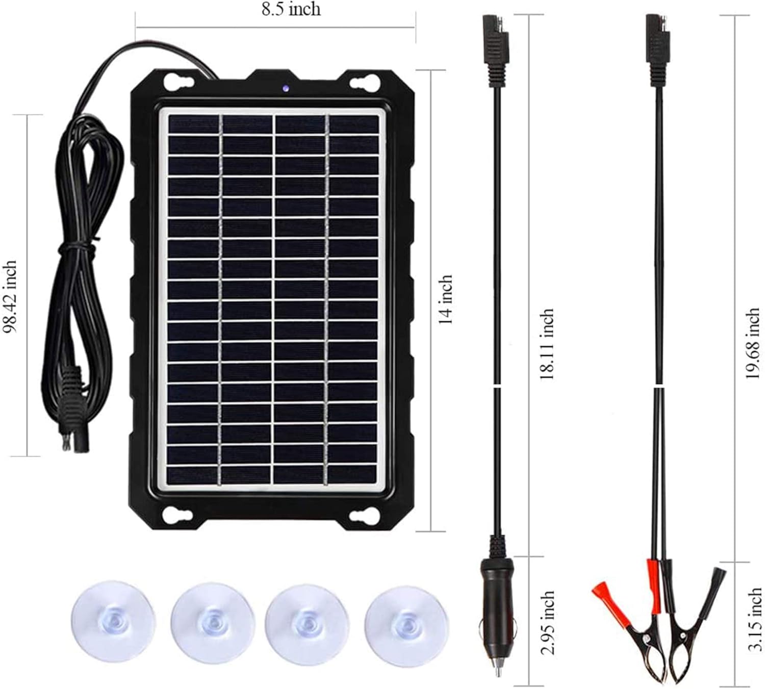 POWISER 7.5W Solar Battery Charger 12V Solar Powered Battery maintainer & Charger, Suitable for Automotive, Motorcycle, Boat, Marine, RV, Trailer, Powersports, Snowmobile, etc. (7.5W Poly) : Garden & Outdoor